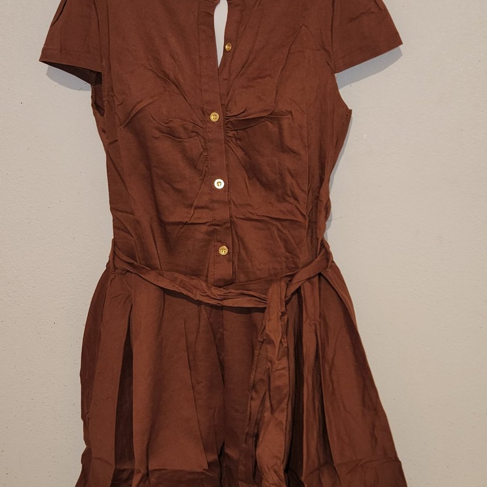 36.5 brown short-sleeved dress